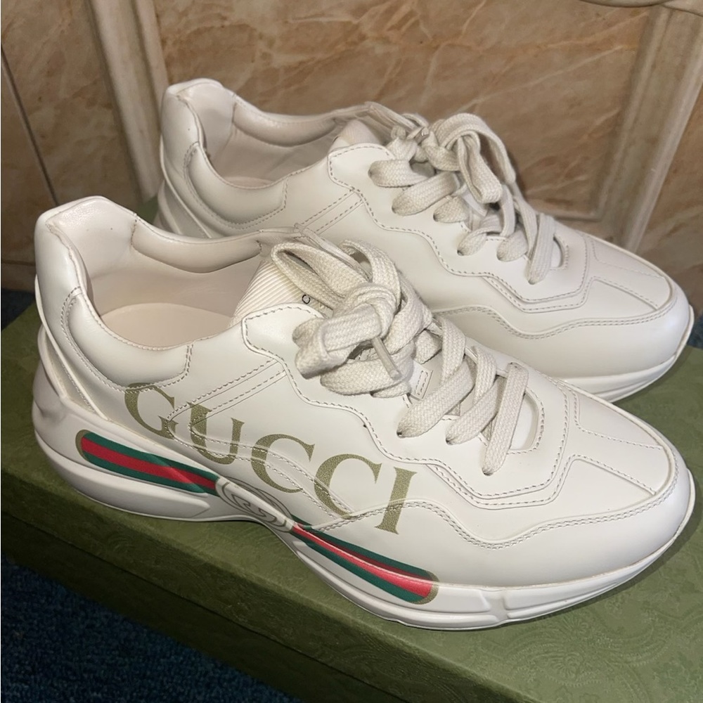 Gucci Rhyton Logo Leather Sneakers